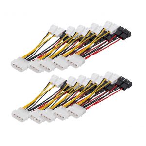 10 pièces de câble adaptateur d'ordinateur Câble de ventilateur de processeur Grand 4 broches à petit ventilateur 3 broches Contrôle de vitesse à 2 vitesses - Neuf