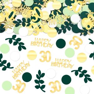 300 Pièces Confettis Anniversaire 30 ans, Decoration Table Anniversaire Confetti Verts Or, Deco Table 30 ans Homme et Femme, Confettis Happy Birthday pour Fête - Neuf