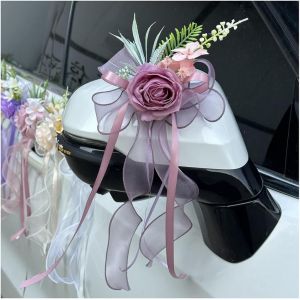 KAL-Lot De 4 N?uds En Soie Pour Voiture Avec Ruban D'Organza - Pour Voiture De Mariage - Poignée De Porte - Rétroviseur De Chaise - Décoration De Mariage - Violet #1 - Neuf