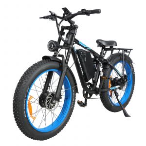 Vélo Électrique Gerpsi Dp2603 De 26 Pouces, Double Moteur (1500w*2), Batterie Amovible 52v 32ah, Vitesse Maximale 55km/H, Autonomie 100km, Shimano 7 Vitesses, Fourche À Double Épaulement- Bleu - Neuf