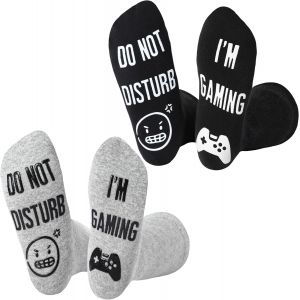 Jgd-Lot De 2 Paires De Chaussettes Amusantes Pour Joueur De Jeu Avec Inscription &laquo; Do Not Disturb I'm Gaming &raquo; - Cadeau D'anniversaire Fantaisie Pour Homme Et Femme - Pour Les Amateurs De Jeux - Neuf