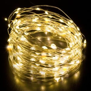 Jgd-- Guirlande Lumineuse 200 Led &Agrave; Piles - 20 M - Fil De Cuivre - Utilisation Int&eacute;rieure Uniquement (Bo&icirc;tier &Agrave; Piles Int&eacute;rieur) - Led D&eacute;corative Pour Mariage, No&euml;l, Chambre &Agrave; Coucher Et F&ecirc;te - Neuf