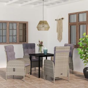 Prolenta Premium - Ensemble &Agrave; Manger De Jardin Et Coussins 5pcs Gris/Noir - Neuf