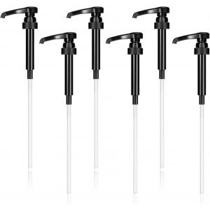 BHHBB-6 Pièces Pompe Sirop, Réutilisables Pompe Doseuse, Distributeur Sirop, Tête de Sirop Pompe de Rechange avec Tuyau, Pompe à Sirop Pompe Savon pour Cuisine Salle Bain (Noir) - Neuf