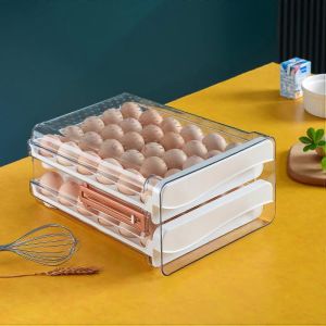 Oeuf Bo&icirc;te De Rangement De Grande Capacit&eacute;, Type De Tiroir Avec Marqueur De Temps, 2-Couche De 60 Grille D'oeuf Tiroir De Stockage Des ?Ufs De Poulet - Neuf