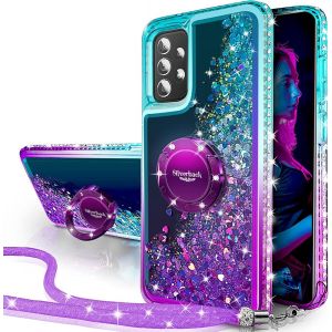 Store-Coque Pour Samsung Galaxy A13 4g/5g,Fille Silicone Paillette Bling Glitter De Luxe Avec Support,Liquide Gel Housse Etui De Protection Pour Samsung A13-Pourpre - Neuf