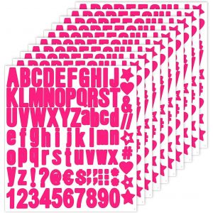 10 Feuilles D'autocollants De Chiffres De L'alphabet, Autocollants D'initiales En Vinyle Lettres Et Chiffres Lettres Majuscules Et Minuscules Pour Arts Scrapbooking Porte Décoration (Magenta) - Neuf