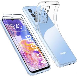 Kit 3 En 1 Samsung Galaxy A23 (4g/5g) ¿ Coque Tpu Transparente Slim Haute Clarté Anti-Jaunissement (Bords Renforcés Anti-Choc) + 2 Verres Trempés 9h - Neuf