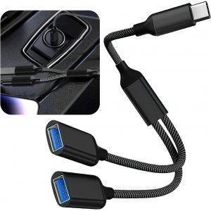 C&acirc;ble Adaptateur USB-C vers Double USB A 2.0 Femelle, C&acirc;ble Y R&eacute;partiteur Type C, Adaptateur Type C M&acirc;le vers 2 USB Femelle Extension Charge Donn&eacute;es HUB pour Clavier, Souris - Neuf
