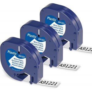 3x Ruban Compatible avec Dymo Letratag 12 mm x 4 m Compatible avec Dymo Letratag XR LT100H LT100T 200B, Ruban Plastique Blanc, Plastic White LT S0721660 - Neuf