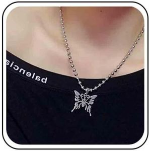 Kal-Creux Papillon Pendentif Collier Argent Chaîne Satellite Collier Ouvert Papillon Collier Punk Collier Bijoux Pour Femmes Et Filles - Neuf