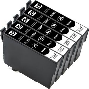 Lot de 5 cartouches d'encre compatibles Epson 29 XL Black (T02991) pour Expression Home XP-455 XP-452 XP-442 XP-435 XP-332 XP-335 XP-342 XP-235 XP-245 - Neuf