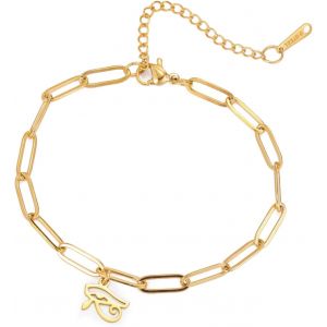 Eryi-?il D'horus Bracelets De Cheville En Acier Inoxydable Chic Simple Antique Symbole Oeil D'horus Bracelet Agrafes Bracelet De Cheville Amulette De Protection Bijoux - Neuf