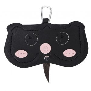 Etui A Lunettes En Cuir Ultra Leger Et Portable Avec Crochet, Design Mignon A Pression, Noir - Neuf