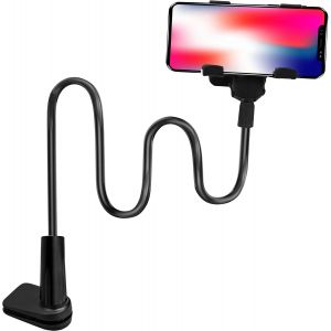 MDY-Support de Téléphone Portable à Col de Cygne, Support de Tablette et Smartphone Pliable-Bras Flexible 360 Clip De Montage Support, Noir 75 cm de Longueur Totale - Neuf