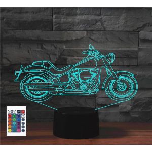 Kalanka-T&eacute;l&eacute;commande 3d Pour Moto 16 Couleurs Illusion De Veilleuse En Acrylique Led Lampe De Chevet Pour Chambre D'enfant D&eacute;coration De Bureau Cadeau D'anniversaire Jouet Pour Enfants - Neuf