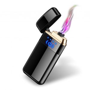 HJLIAN Briquet electrique rechargeable USB a double arc Pulse avec indicateur de charge, noir - Neuf