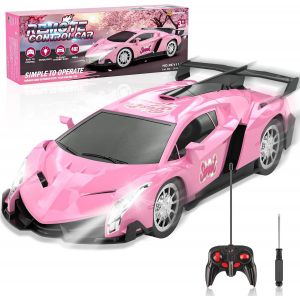 Eryi-Voiture Télécommandée Fille, Jouet Fille 3 4 5 6 7 8 Ans, 1/18 Voiture De Course Radiocommandée Téléguidée Avec Led Lumière Rc Drift Cars Jeu Extérieur Enfants Cadeaux Filles Anniversaire Noël ( - Neuf