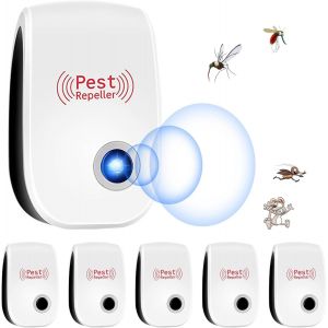 KALANKA-Ultrason Souris Et Rats, 6 Pack Ultrason Anti Moustique, Répulsif Souris Ultrasons Pièges à Souris Anti Fourmis Maison Interieur pour Rats, Loirs, Moustique, cafard, Fourmis - Neuf