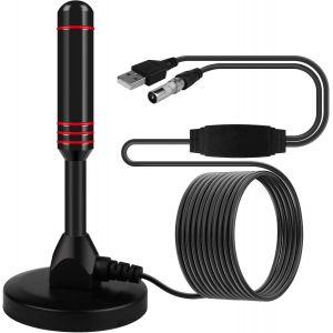 Antenne DVBT/DVBT2 d'Intérieur pour Téléviseur-HD Avec Base Magnétique,Câble d'Extension 5 m,Télescopique Numérique 360°-Réception DTMB,ISDB,DVB-T2 - Neuf
