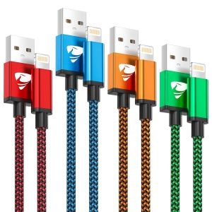 Meimie-Cable Iphone Chargeur Iphone[0.5m+1m+1.5m+2m]Cable Lightning Usb Mfi Certifié Nylon Tressé Cordon Charge Rapide Fil Ultra Solide Pour Iphone 14 Pro Max 13 12 11 Xr Xs X 8 7 Plus Se Ipad - Neuf