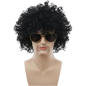 Jum-Perruque Afro Deguisement Hippie Homme,Polypropylène Perruque Afro Funky Des Années 70,Perruque Hippie Costume,Carnaval Halloween Costume,Super Grosse,Noir,Taille Unique - Neuf
