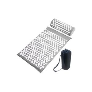 Ensemble Tapis Et Oreiller D'acupression Pour Soulager Les Douleurs Au Dos Et &Agrave; La Nuque - Gris - Neuf
