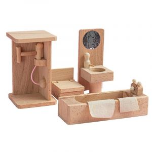 1 Ensemble De Jouets En Bois De Meubles D&eacute;licats, Jouet De R&ocirc;le Pour Enfants &Eacute;ducatif (Salle De Bain) - Neuf