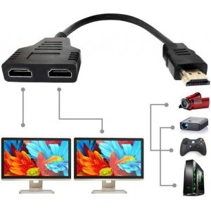 ChenQuanSarl-Double Pr Hdmi Adaptateur Pr Mâle Vers Double Femelle 1 À 2 Voies Splitter Hdmi Câble Adaptateur Séparateur Câble Répartiteur Pour Led Lcd Hd Tv - Neuf