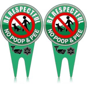 2pcs pas de caca chien panneaux pour jardin de cour,pas de caca chien signe signe de cour avec piquet refléter la lumière dans l'obscurité - Neuf