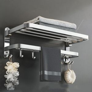 Porte Serviette Salle De Bain,Porte Serviette Murale Pliable En Acier Inoxydable 304 Avec 5 Crochet Multifonction,Porte-Serviettes Sans Perçage Pour Salle De Bain, Cuisine, Salle D[Pou8805328] - Neuf