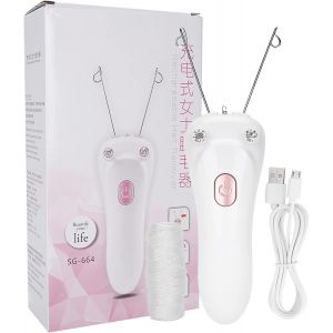 &Eacute;pilateur &Eacute;lectrique En Fil De Coton, Femme Filetage Enfileur Visage Machine Cheveux Charge Usb Threading Rasoir Au Beaut&eacute; Dispositif L&egrave;vres Jambe Led Sourcils Enlever Poils Joues Bras Menton - Neuf