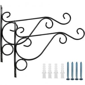 HJLIAN Lot de 2 crochets metalliques pour suspension de plantes, support mural exterieur pour plantes, pots de fleurs, mangeoires a oiseaux, carillons eoliens, lanternes - Neuf