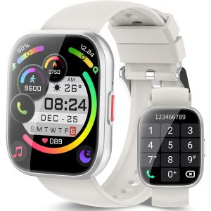 Montre Connect&eacute;e Homme Femme, 1.85"" Hd Smartwatch Avec Appel Bluetooth, 110+ Modes Sportifs, Montre Intelligente Etanche Ip68 Avec Podometre/Sommeil/Cardiofrequencemetre Pour Android Ios, Blanc - Neuf