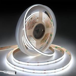 Kalanka-12v Bande Led Cob 6500k, 5m Flexible Strip 8mm De Large, 480leds/M D&eacute;coupable Ruban Bandeau, Pour &Eacute;clairage De Chambre &Agrave; Coucher, Cuisine, Projet Diy (Alimentation Non Incluse) - Neuf