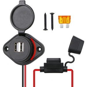 Eryi-Prise Usb 12v/24v, Chargeur De Voiture Double Port 4.8a Avec Led Indicateur Et Fusible Sécurisé Pour Camping Car, Bateau[3574] - Neuf