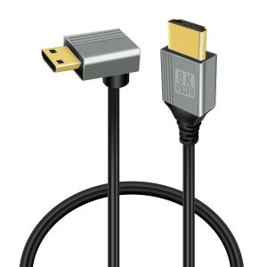 Câble mini hdmi vers hdmi 8k,câble mini hdmi à 90 degrés 2,1 haute vitesse 48gbps,prise en charge 8K@60Hz 3D,for DSLR Camera Camcorder,Projector,HDTV,Laptop(Mini HDMI up angle 0.5M) - Neuf