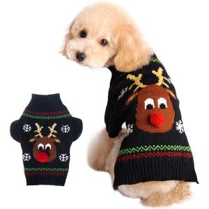 Manteaux Pour Chiens, (Noir, L)Hiver Pull Pour Chiens Mod&egrave;le De No&euml;l Chandail Tricot&eacute; Un Manteau Pour L'hiver Pet V&ecirc;tements Tendance Pull Cadeau Pour Chien - Neuf
