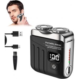 Mini Rasoir &Eacute;lectrique, Rasoir &Eacute;lectrique De Voyage Pour Hommes, Rasoir De Voyage Portable, Lame Amovible, Humide Et S&egrave;che, Adapt&eacute;e Aux Voyages &Agrave; Domicile (Blanc Argent&eacute;) - Neuf