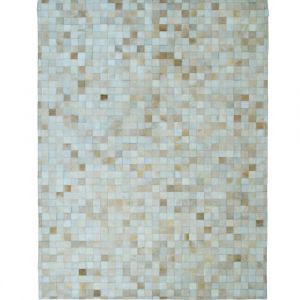 Tapis En Cuir Naturel Recycl&eacute; Mosa&iuml;que Beige 190x290 - Neuf