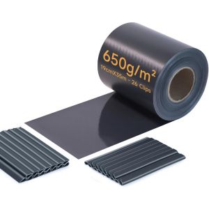 Ulteronixshop-Bande Brise-Vue En Pvc Pour Cl&ocirc;ture Double Fil - 650 G/M&sup2; - 35 M X 19 Cm - Avec 24 Clips/Bandes De Serrage - Brise-Vue - Brise-Vue - Film De Cl&ocirc;ture De Jardin (Anthracite) - Neuf