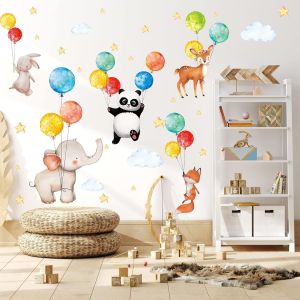 ERYI-Animaux Ballons Stickers Muraux,Garçon Autocollant Mural Pépinière,Couleur Bébé Animaux Stickers Mural,Diy Renard Lapin Panda Décoration Murale Pour Garçons Filles Chambre - Neuf