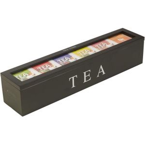 Chenquansarl-Organisateur De Sachets De Thé, Boîte De Rangement De Thé En Bois Coffres De Rangement De Thé Boîte De Rangement De Sachets De Thé De Café Boîte De Rangement De Sachets De (Black) - Neuf