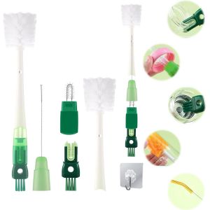 Goupillon Bouteille Set, 5 In 1 Goupillon Biberon Pour Mam, Brosse Biberon Pour Bébé, Brosse De Nettoyage Pour Biberon, Tasse, Verre, Paille, Thermos Et Divers Récipients, Ultra Longue - Neuf