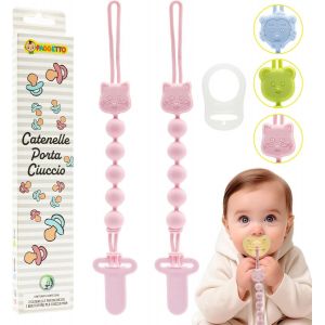 Attache Sucette En Silicone Alimentaire-Clip &Agrave; Fixer Sans Vis Pour La S&eacute;curit&eacute; De Vos Enfants-Lot De 2 Attache-T&eacute;tine Sans Bpa (Rose) - Neuf