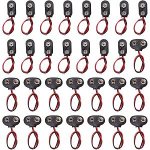 KALANKA-30 Pièces 9V Pile Connecteur, DC Adaptateur Secteur pour Arduino (15 Pièces T et 15 Pièces I Type), avec 10cm Fil Volant - Neuf