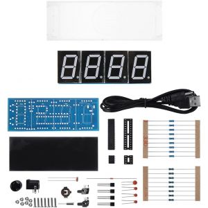 Kit D'Horloge Num&eacute;rique LED DIY, Affichage Automatique de L'heure &agrave; 4 Chiffres, Horloge Ext&eacute;rieure en ABS Robuste et Transparente avec Contr&ocirc;le de la Lumi&egrave;re, Horloges de Table &agrave; - Neuf