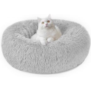 Panier Chien Et Chat Moelleux Rond - Coussin Chat Et Chien Anti Stress Apaisant En Peluche, Donut Lit Confortable Lavable Pour Chat Chien Petit Moyen Taille (M, Gris Clair) - Neuf