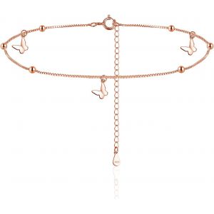 Kal-Cha&icirc;ne De Cheville Pour Femme En Argent 925, &Eacute;tanche, Bracelet De Cheville En Argent Sterling 925, Bracelet De Cheville D'&eacute;t&eacute; Avec &Eacute;toile De Mer/Papillon, Bracelet De Cheville R&eacute;glable 22 + - Neuf
