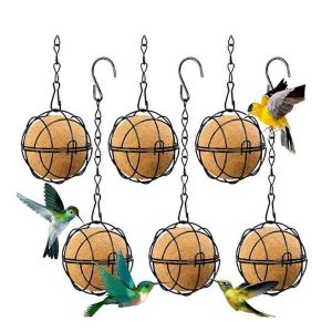 6pcs Mangeoires &Agrave; Oiseaux &Agrave; Boules,Mangeoires &Agrave; Boules De Suif Pour Oiseaux,Mangeoires &Agrave; Oiseaux Suspendues En M&eacute;tal Avec Crochets,Suif Rond B - Neuf